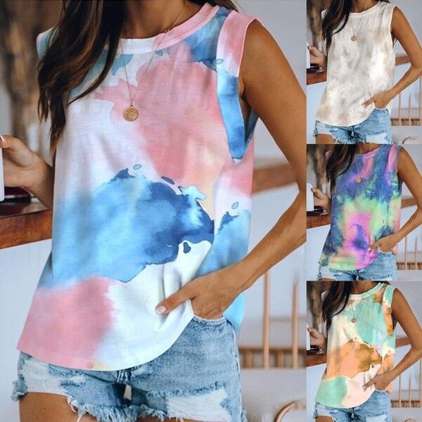 Tie-dye print tank top T-shirt
