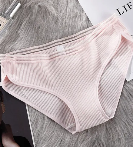 Fat sister mid waist spiral cotton underwear Pink - Shop at LoveMi