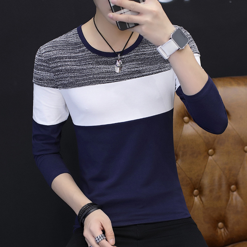 Round neck men's cotton long sleeve t-shirt