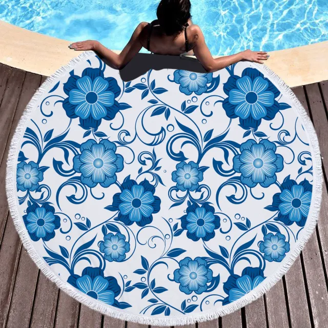 Non shedding microfiber round beach towel 5 Style 150X150 - Shop at LoveMi