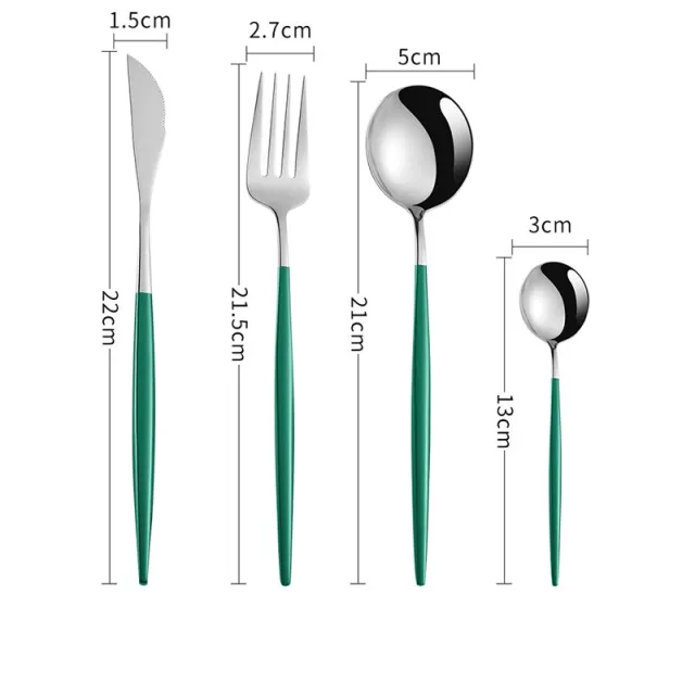tableware stainless steel spoon set Green Silver 4Sets - Shop at LoveMi