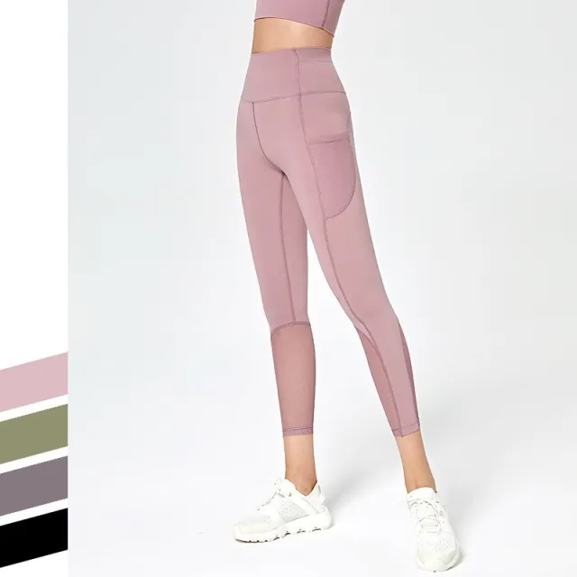 Ladies sexy high waist hip lifting fitness stretch tights Pink - Shop at LoveMi
