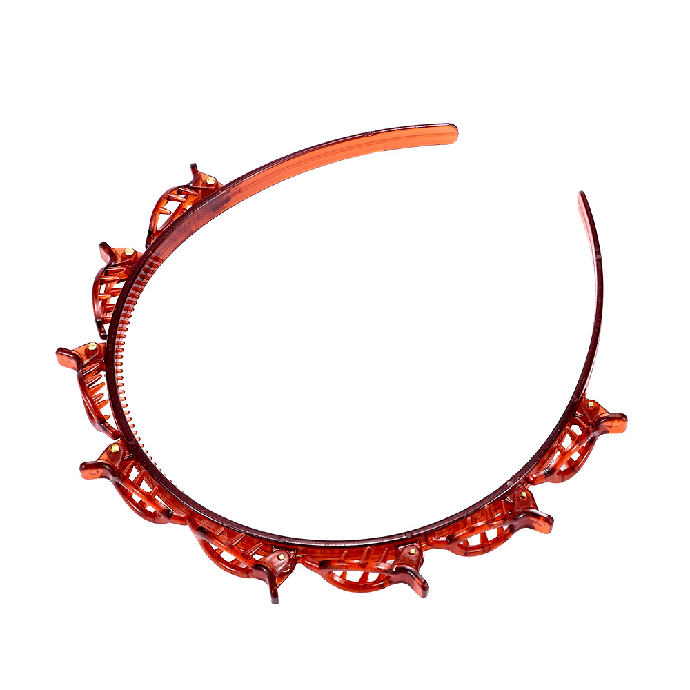 Multi layer hollow woven bangs headband Coffee Color2Pcs - Shop at LoveMi