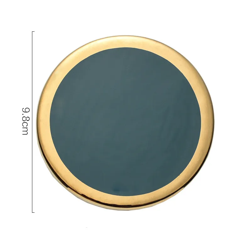 Vintage green gilded ceramic coaster - Stroke Circle