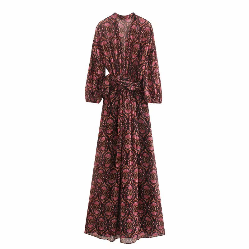 European station print dress