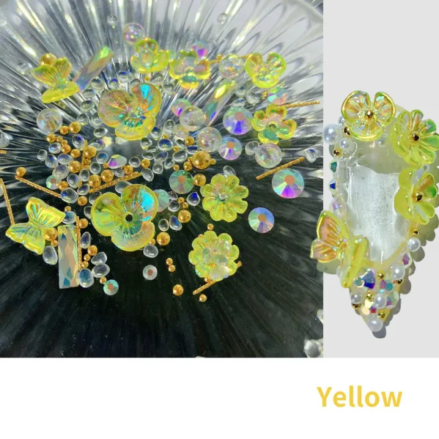 Flower Butterfly Nail Yellow - Shop at LoveMi