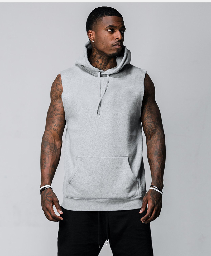 Sports hooded vest men's casual fitness vest