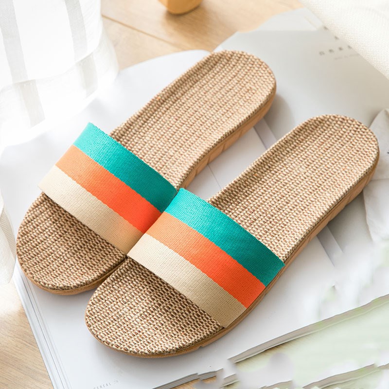 Summer Beach Slides Woven Rattan Sandals Breathable Slip-On Lightweight Slides - Picture 14 of 29