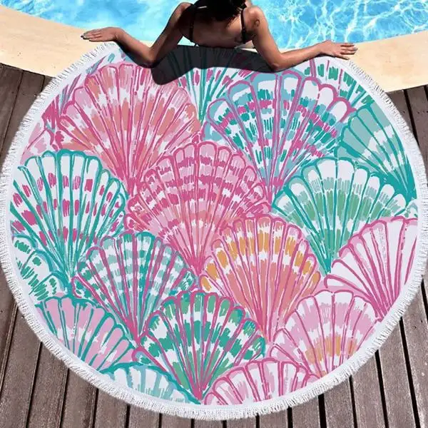 Microfiber and Tassel Round Beach Towel