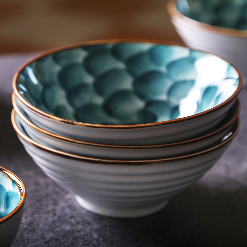 Noodle bowl handmade trumpet bowl ceramic tableware