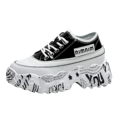 Casual platform platform sneakers - Black - View 1