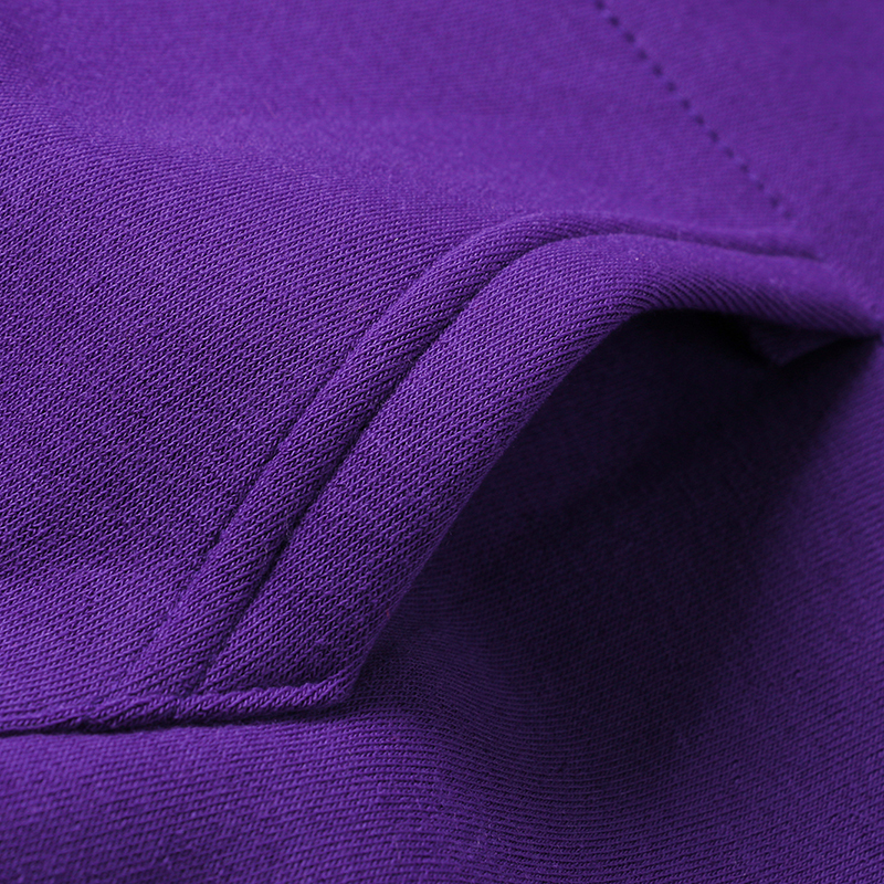 Pure cotton purple pullover hoodie solid color