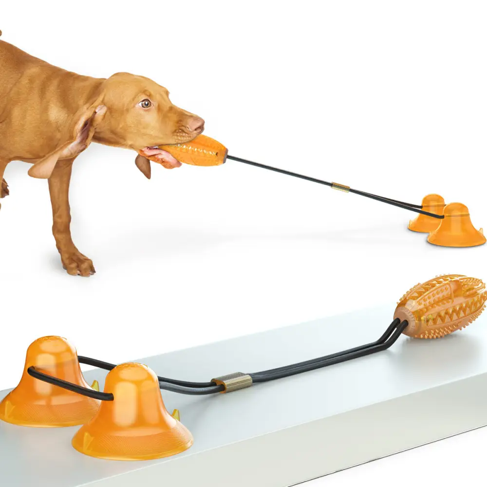 Multifunction Double Tug Rope Balls Sucker Toy Dog Molar