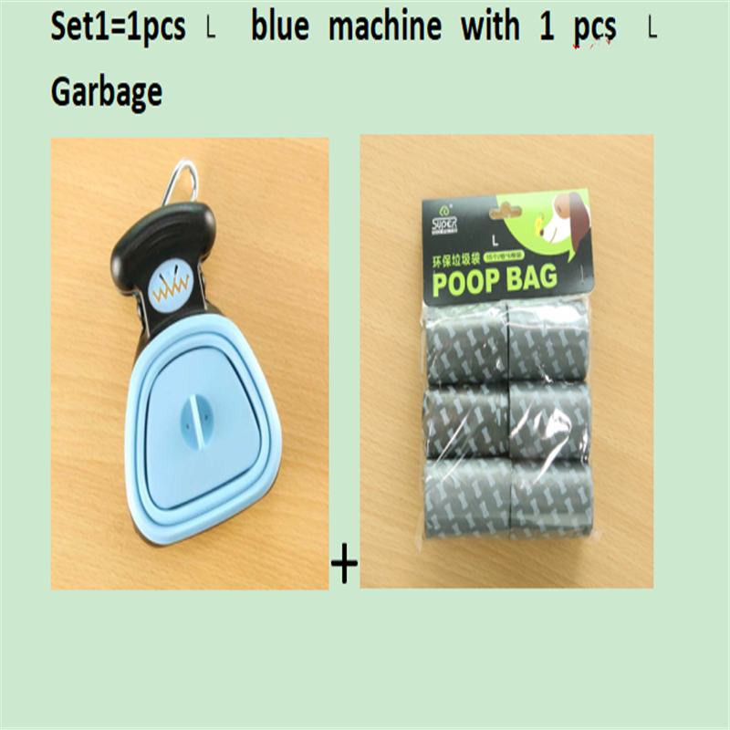 Foldable Large Dog Pooper Scooper With 1 Roll Of Bags - Travel Size, Blue
