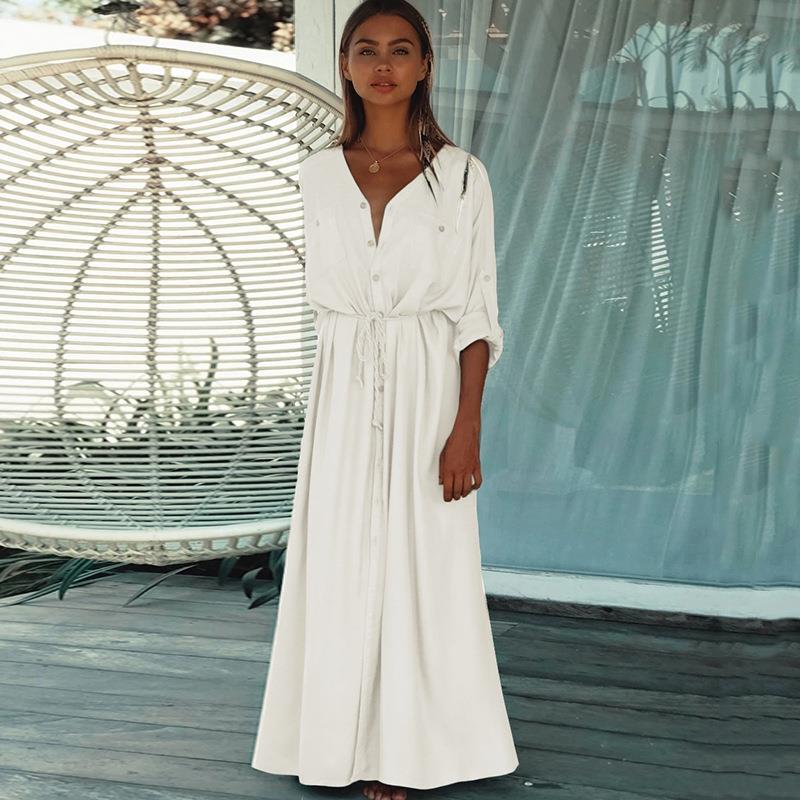 Button long skirt cardigan Holiday Beach coat