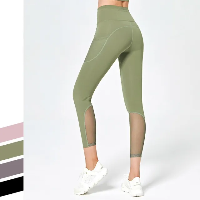 Ladies sexy high waist hip lifting fitness stretch tights Green - Shop at LoveMi