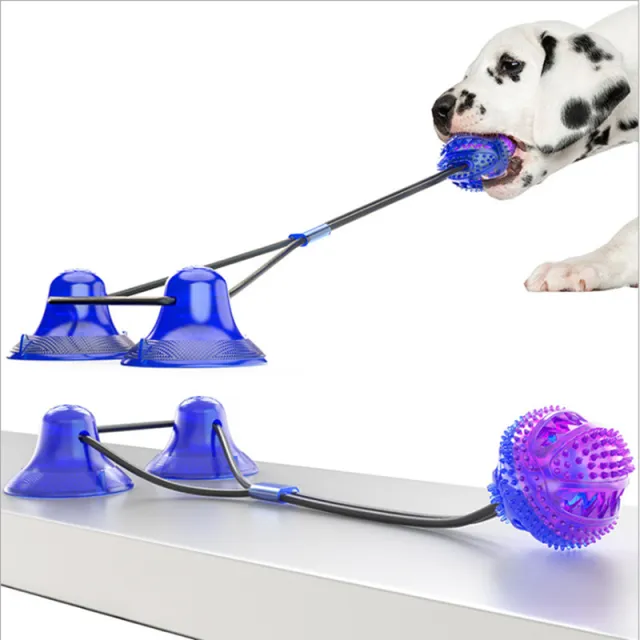 Multifunction Double Tug Rope Balls Sucker Toy Dog Molar Bite Toys Blue Purple - Shop at LoveMi