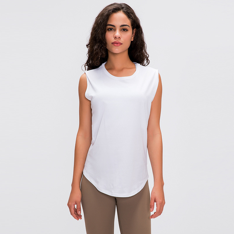Cotton round neck sleeveless T-shirt