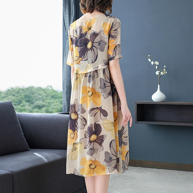 High-end loose plus size silk dress