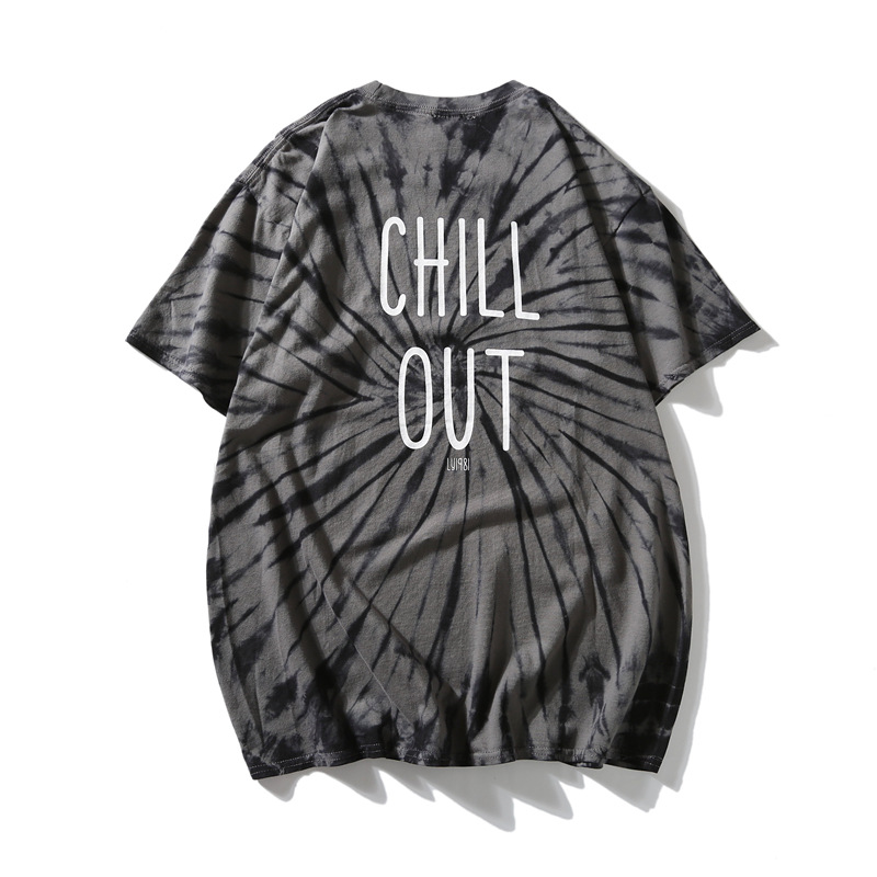 Tie-dyed letters loose short-sleeved cotton