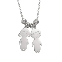 Boy and girl lettering pendant - Steel - View 1