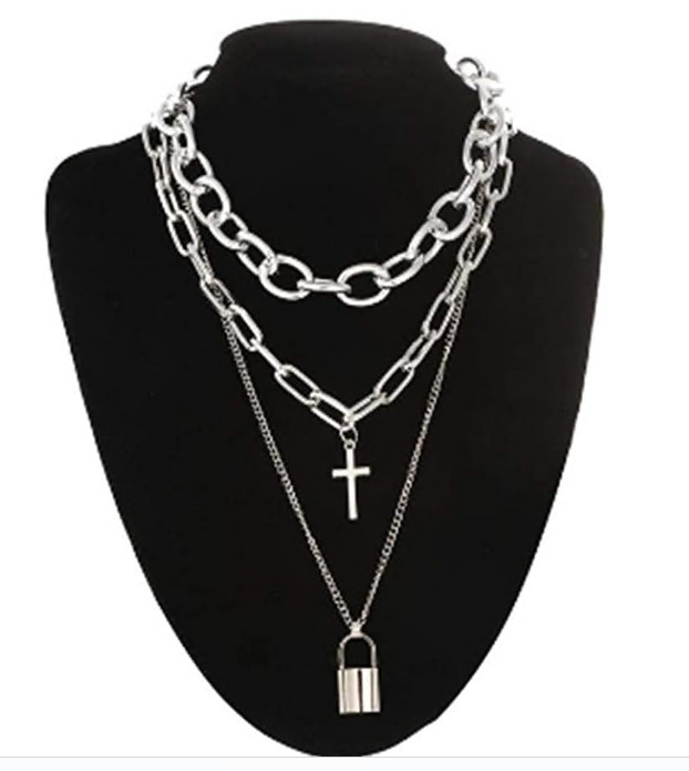 Alloy pendant cross lock necklace