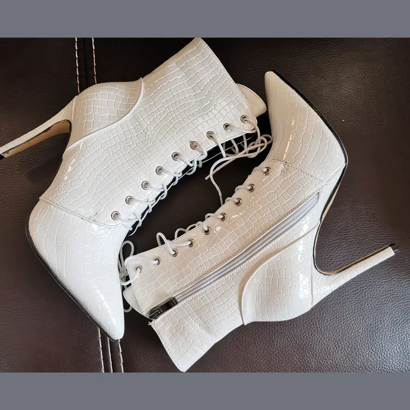 Stiletto super high heel stone pattern pointed toe boots