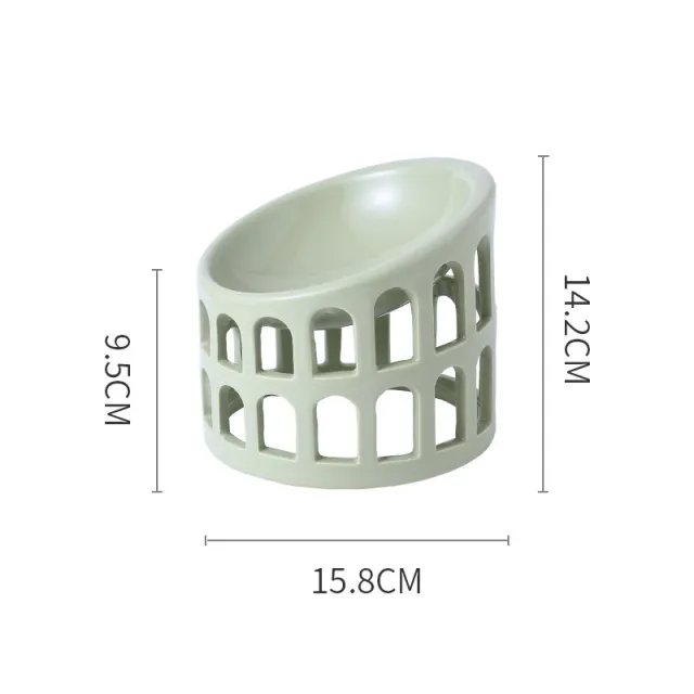 Ceramic High foot Oblique Neck Pet Bowl Green - Shop at LoveMi