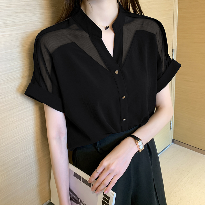 V-neck loose super fairy western style small shirt