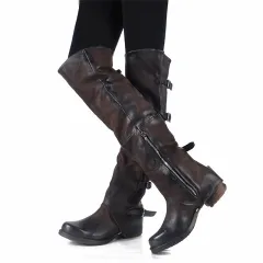 Long tube thick heel women's boots - Black - View 1