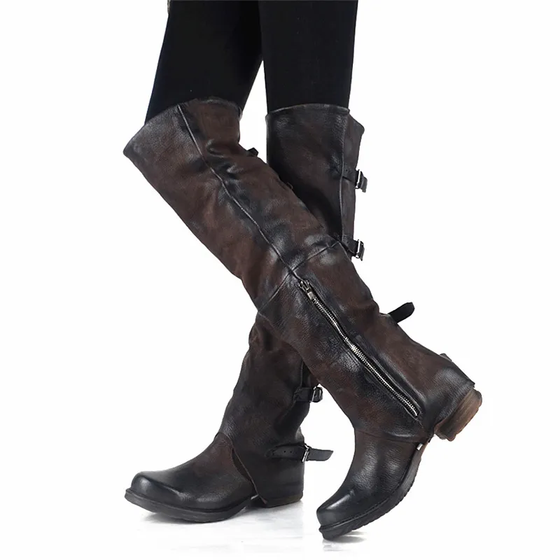 Long tube thick heel women's boots - Black