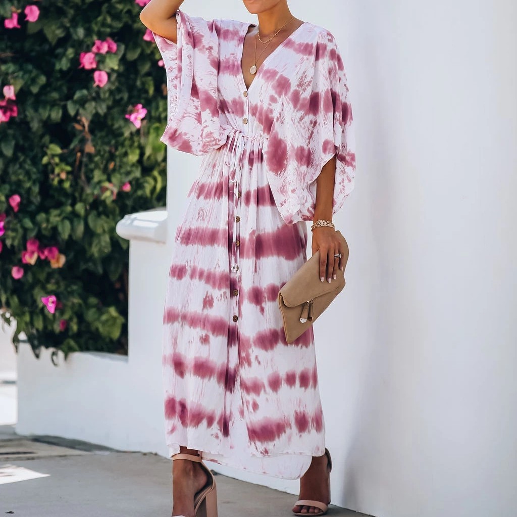 Tie-dye cardigan dress