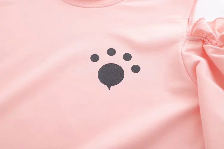 Cat Footprint Bow Strapless Sweatshirt