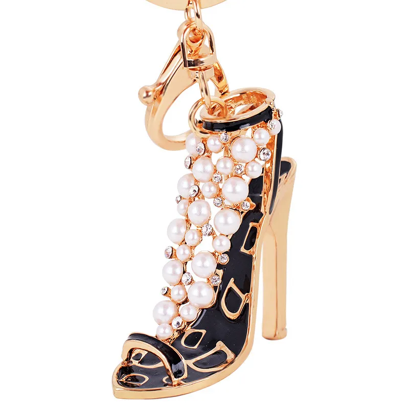 Pearl high heel car keychain - Black