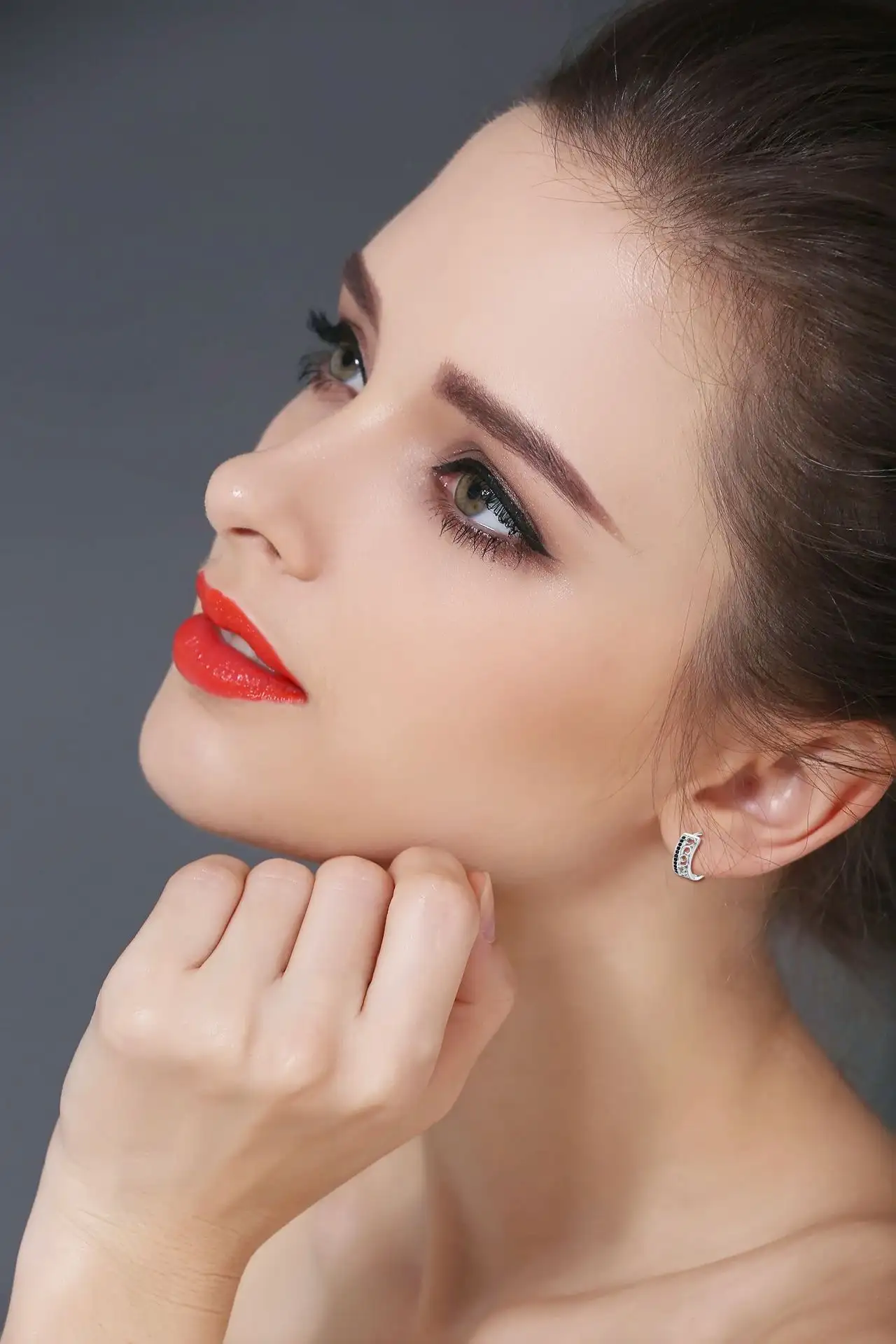 S925 sterling silver jewelry platinum plated zircon earrings