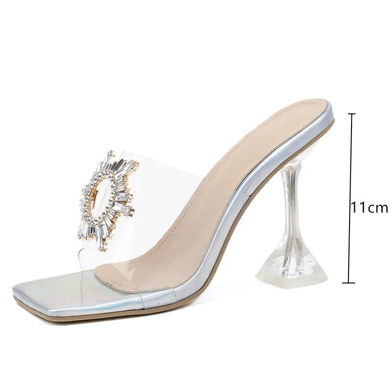 Women's transparent high heel slippers - Transparent