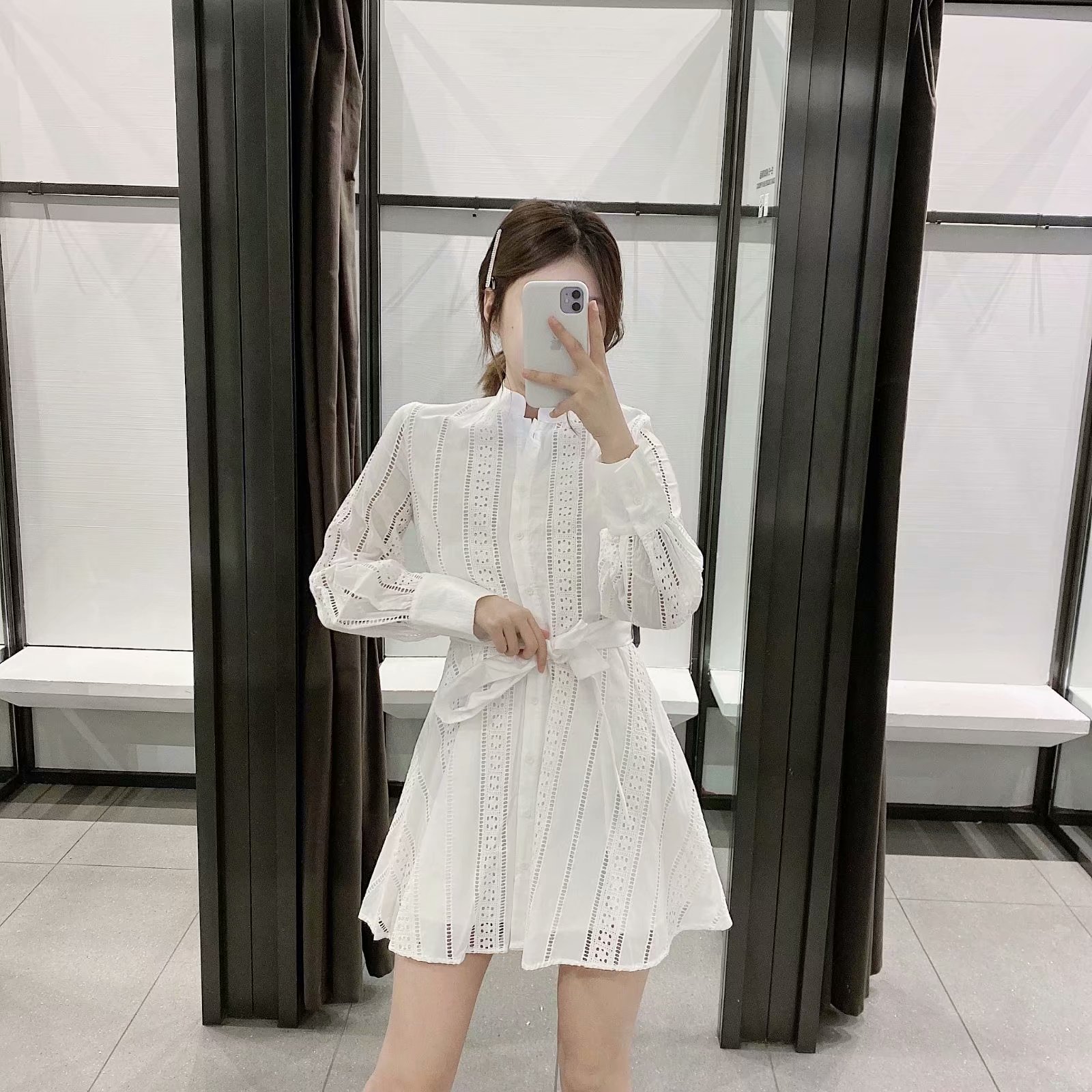 All-match embroidered mini dress