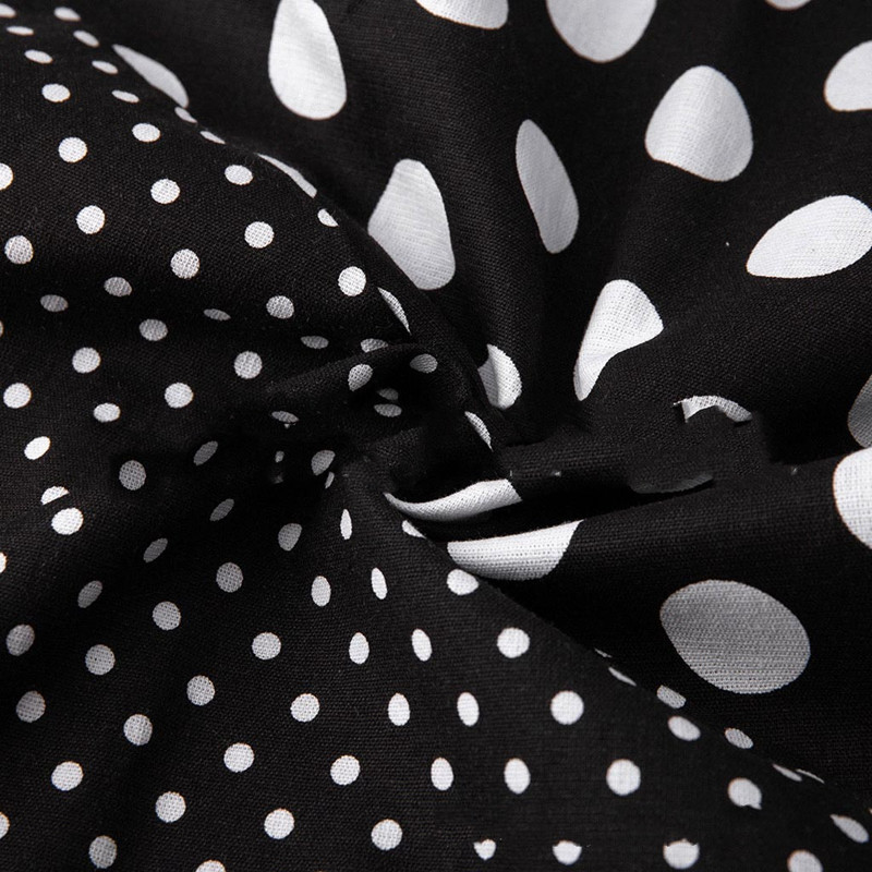 Polka dot print collar stitching dress