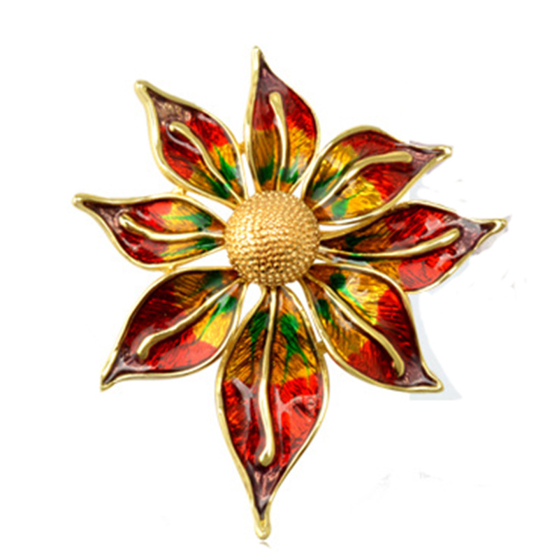 High-end colorful glazed flower brooch