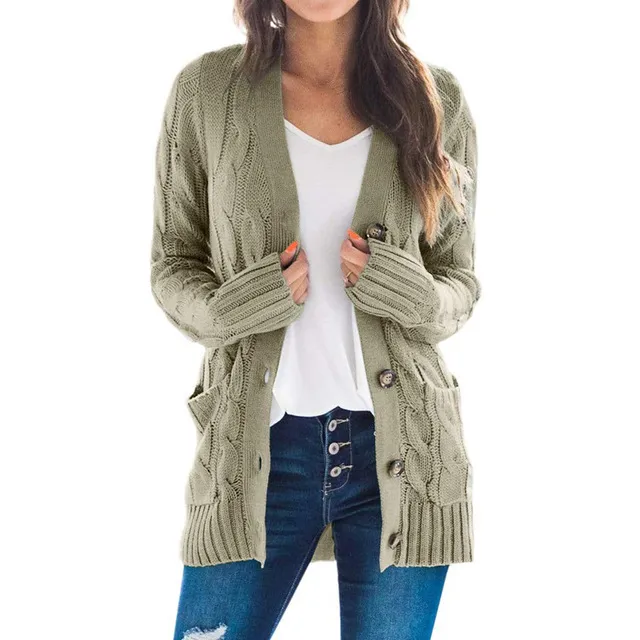 Single breasted long sleeve wool jacket Green - Shop at LoveMi