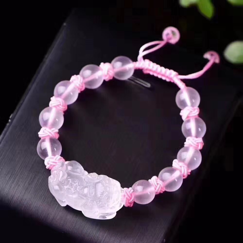 Natural pink crystal brave bracelet