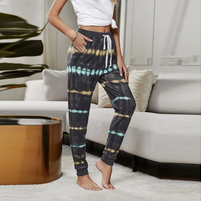 Tie dye print track pants Black - Shop at LoveMi
