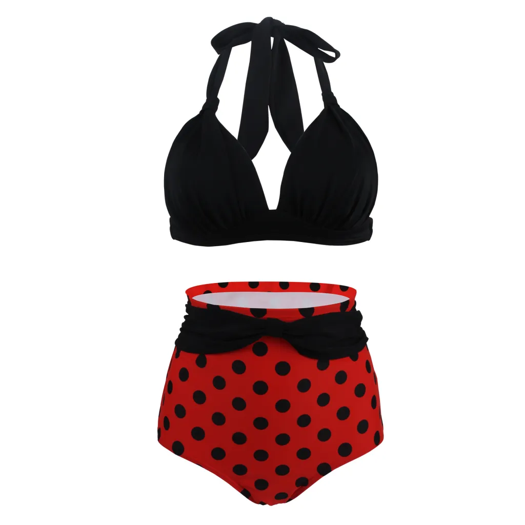Polka dot high waist swimsuit - 05Swimsuit-Xxl