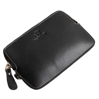 Simple cowhide small coin purse - Black