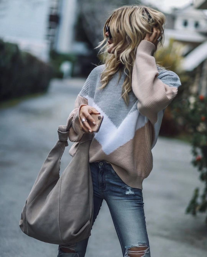 Striped color block sweater