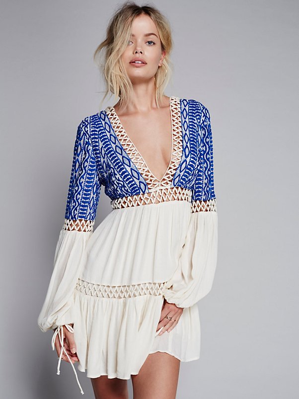 Embroidered Cutout V-Neck Dress, picture 5 of 5
