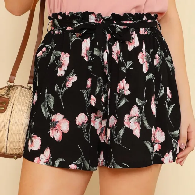 Women's printed wide leg shorts Black - Shop at LoveMi