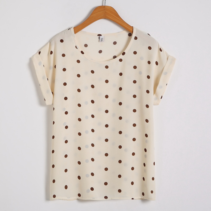 قميص شيفون بأكمام قصيرة وطباعة كبيرة