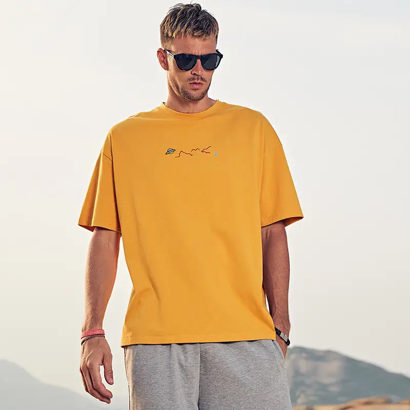 Short sleeve loose hip-hop creative planet embroidered t-shirt