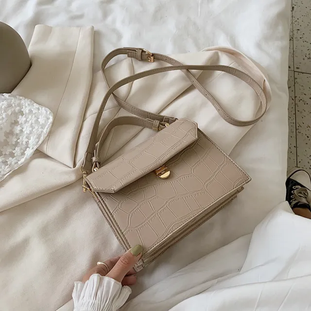 Stone embossed crossbody bag Khaki - Shop at LoveMi